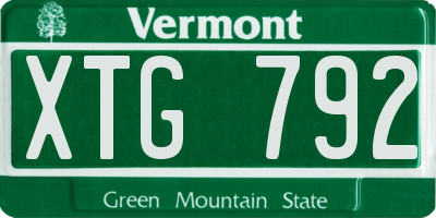 VT license plate XTG792