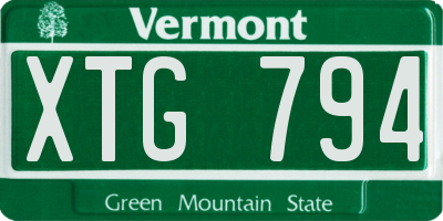 VT license plate XTG794