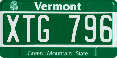 VT license plate XTG796
