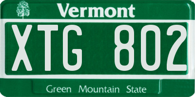 VT license plate XTG802