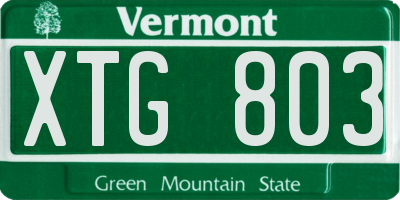 VT license plate XTG803