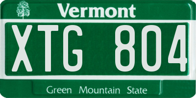 VT license plate XTG804