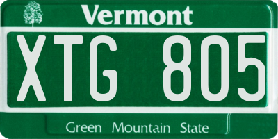 VT license plate XTG805
