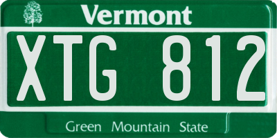 VT license plate XTG812