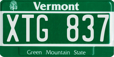 VT license plate XTG837