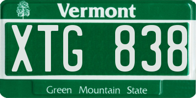 VT license plate XTG838