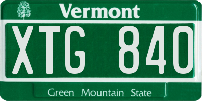 VT license plate XTG840