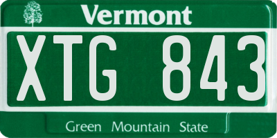 VT license plate XTG843