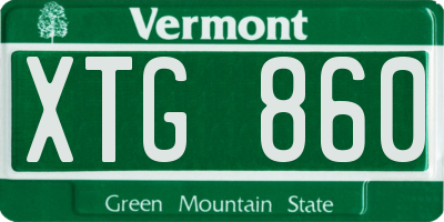 VT license plate XTG860