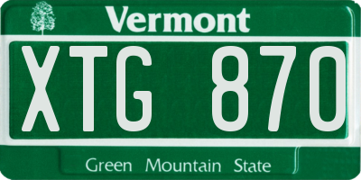 VT license plate XTG870