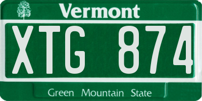VT license plate XTG874