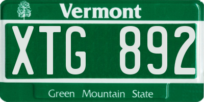 VT license plate XTG892