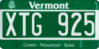 VT license plate XTG925