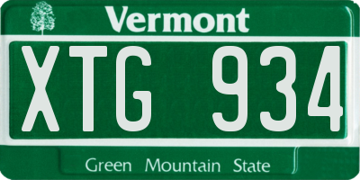 VT license plate XTG934