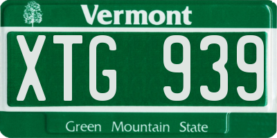 VT license plate XTG939