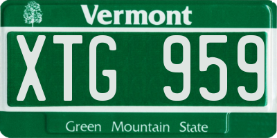VT license plate XTG959