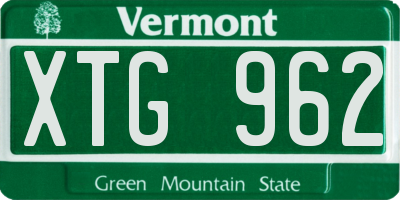 VT license plate XTG962