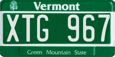 VT license plate XTG967