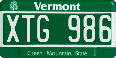 VT license plate XTG986