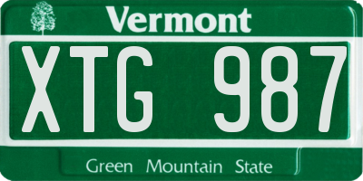 VT license plate XTG987