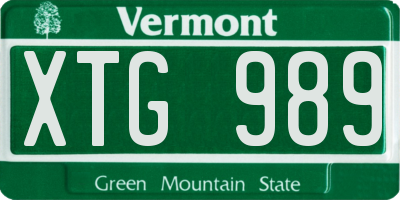 VT license plate XTG989