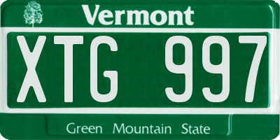 VT license plate XTG997