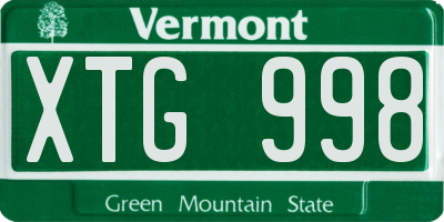 VT license plate XTG998