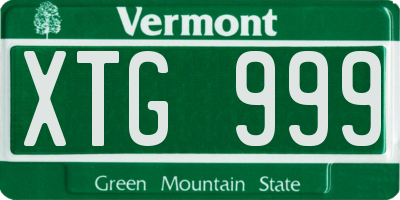 VT license plate XTG999