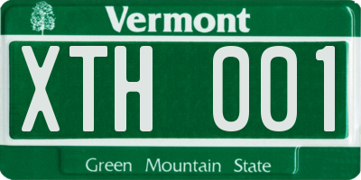 VT license plate XTH001