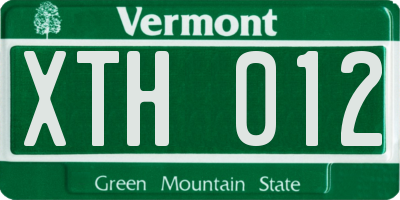 VT license plate XTH012