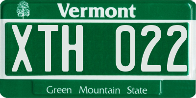 VT license plate XTH022