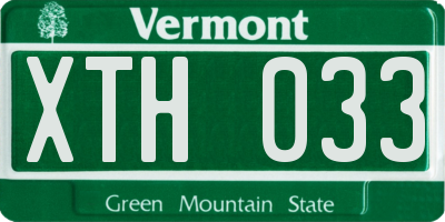 VT license plate XTH033