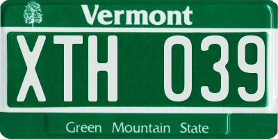 VT license plate XTH039