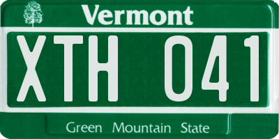 VT license plate XTH041