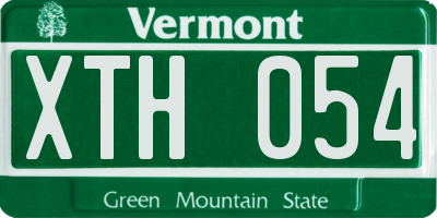 VT license plate XTH054