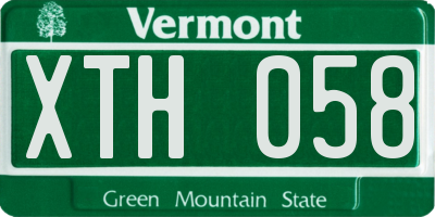 VT license plate XTH058
