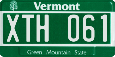 VT license plate XTH061
