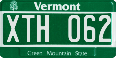 VT license plate XTH062