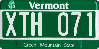 VT license plate XTH071