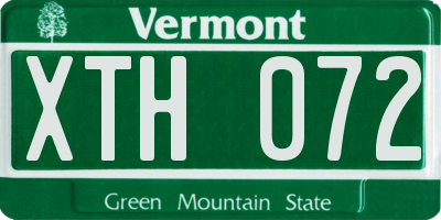 VT license plate XTH072