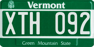 VT license plate XTH092