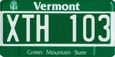 VT license plate XTH103