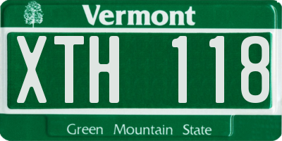 VT license plate XTH118