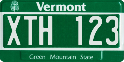 VT license plate XTH123