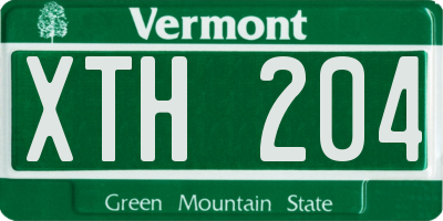 VT license plate XTH204