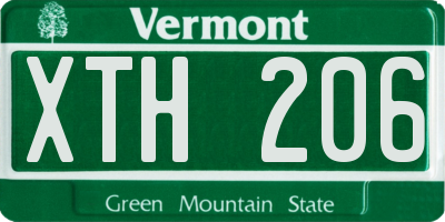 VT license plate XTH206