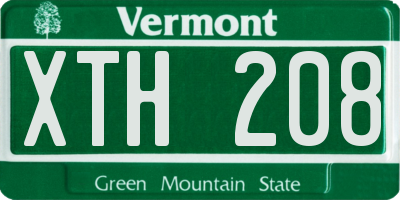 VT license plate XTH208