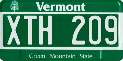 VT license plate XTH209
