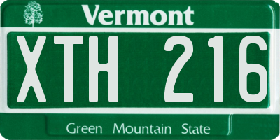 VT license plate XTH216