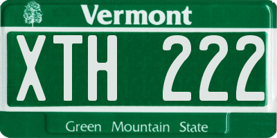 VT license plate XTH222